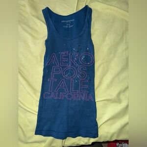 Aeropostale Blue Tank with Pink Lettering